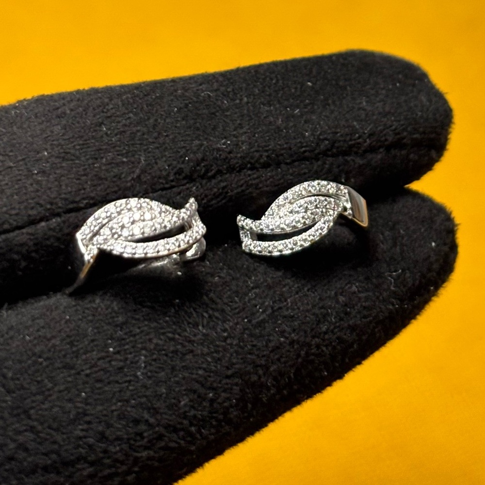 MOISSANITE Silver Leaf Earrings. White Gold plated. 0.56ct. GRA provided.